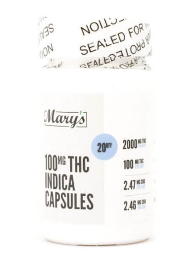 100mg THC Indica Capsules (Mary’s Edibles)