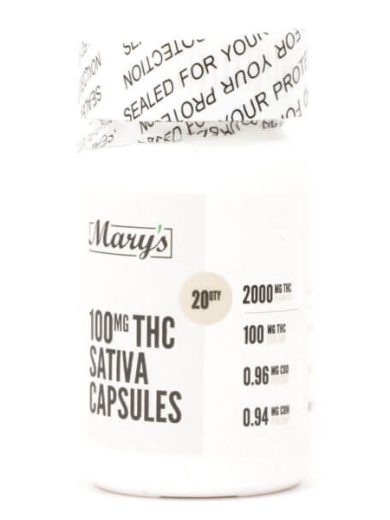 100mg THC Sativa Capsules (Mary’s Edibles)