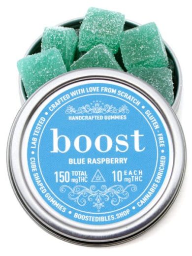 Blue Raspberry 150mg THC Cubes (Boost Edibles)
