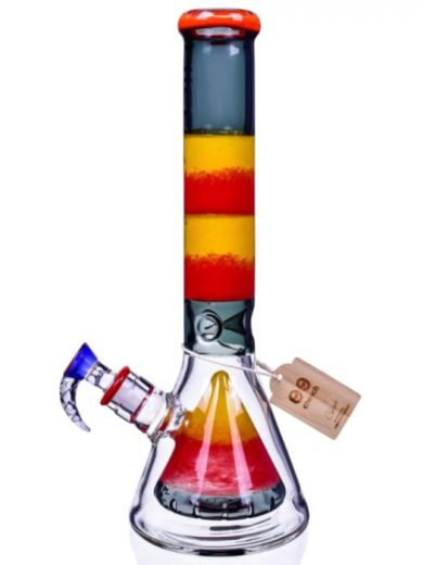 Cheech Glass Color Frit Beaker Ice Bong with Pyramid Perc