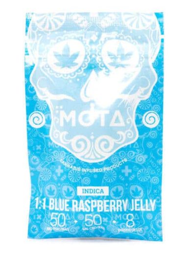 Indica Medicated 1:1 Blue Raspberry Jelly 100mg THC/CBD (Mota)