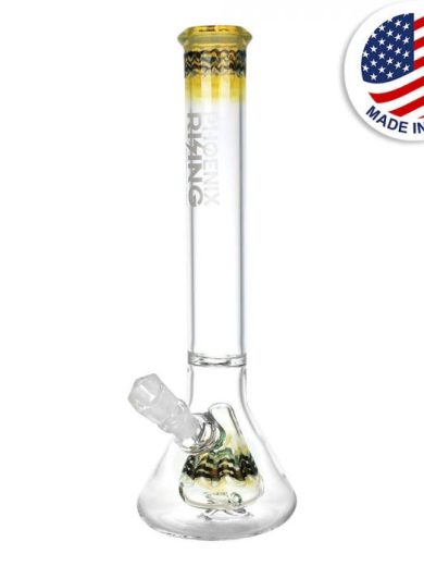 Phoenix Rising Silver Fumed Pyramid Beaker Bong